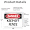 Signmission Keep Off Fence, 18 in W x Rectangle, Vinyl Decal OS-2PACK-DS-D-1218-L-2504 - alternate 4